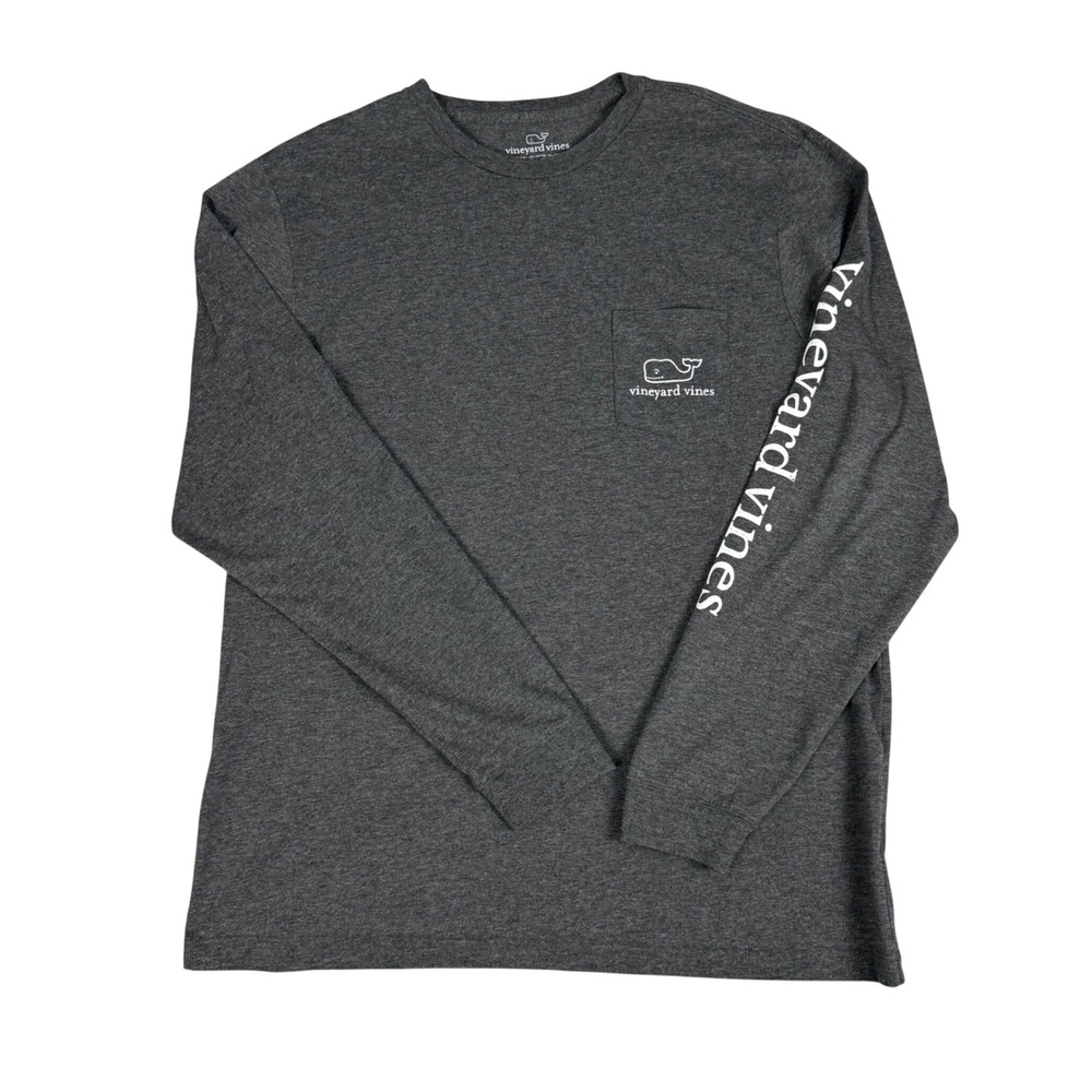 Vineyard Vines Mens Large Dark Gray Long Sleeve Whale Pocket T-Shirt